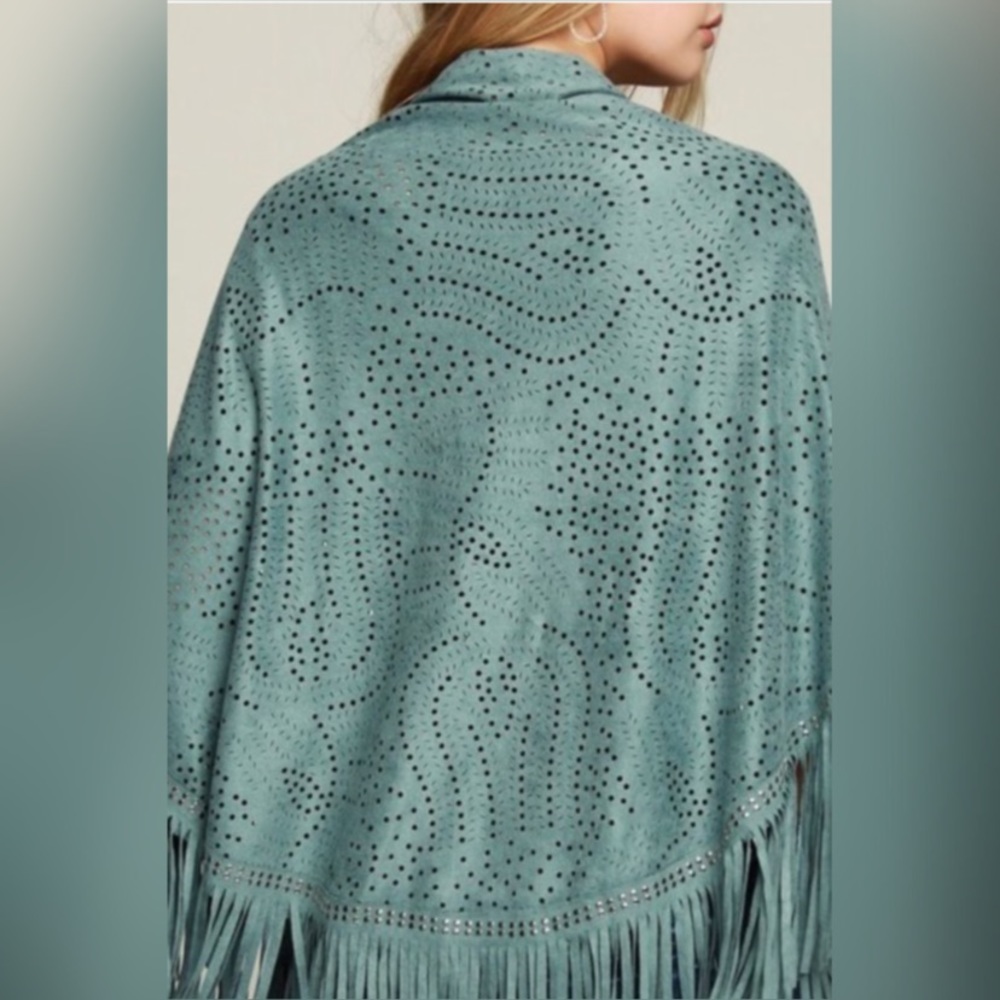 1 Left🔥Sage Laser Cut Shawl with Fringe - Picture 2 of 4